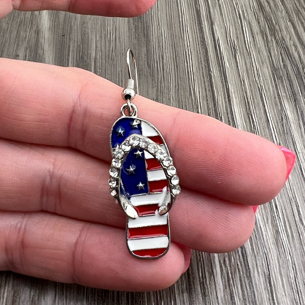 Patriotic Flip Flop Earring with Crystals